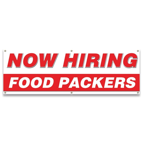 Now Hiring Food Packers Banner Apply Inside Accepting Application Single Sided